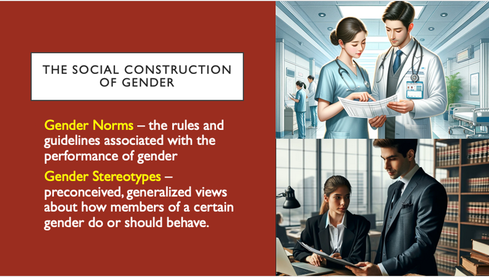 AI generated images showing gender bias in doctor/nurse and lawyer/paralegal roles