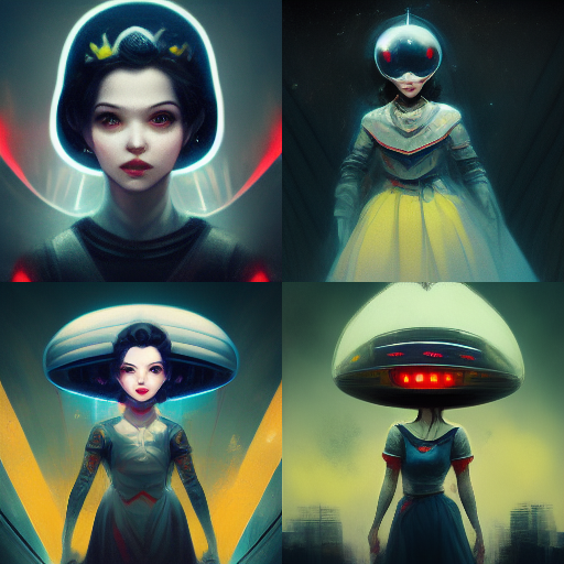 Midjourney Snow White cyberpunk